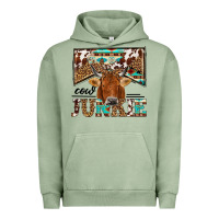Pigment Oil Green cow junkie Urban Hoodie - NancyCooperArtShop