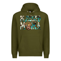 Army Green blessed mama Premium Hoodie - JahusDesignShop