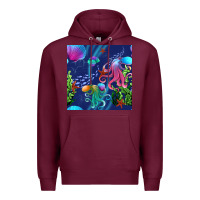 Burgundy undersea Premium Hoodie - BundleAndBundleShop
