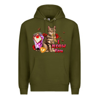 Army Green i meow you Premium Hoodie - AdoDesignShop