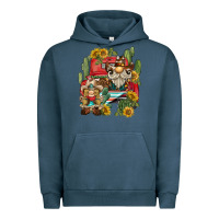 Pigment Midnight Navy western gnome truck cactus sunflower Urban Hoodie - BarkalooDesign