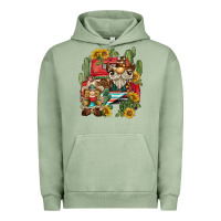Pigment Oil Green western gnome truck cactus sunflower Urban Hoodie - BarkalooDesign