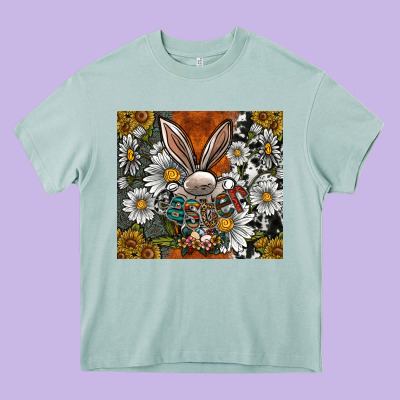 Bunny Easter Heavy Core Tee Designed By Cowhidedigitalart