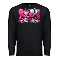 Black breast cancer wine glasses Premium Sweatshirt - texasbilliewilder