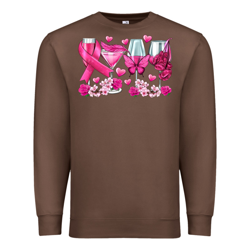 Breast Cancer Wine Glasses Premium Sweatshirt by texasbilliewilder | Teevron