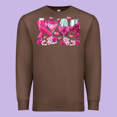 Breast Cancer Wine Glasses Premium Sweatshirt Designed By Texasbilliewilder