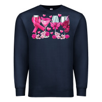 Navy breast cancer wine glasses Premium Sweatshirt - texasbilliewilder
