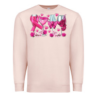Pale Pink breast cancer wine glasses Premium Sweatshirt - texasbilliewilder