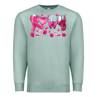 Seafoam breast cancer wine glasses Premium Sweatshirt - texasbilliewilder