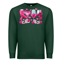 Sports Green breast cancer wine glasses Premium Sweatshirt - texasbilliewilder