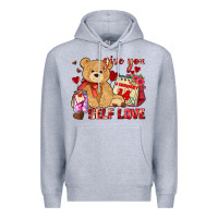 Heather Grey give you self love Premium Hoodie - AdoDesignShop