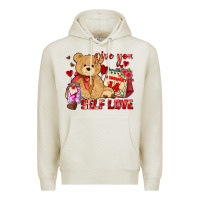 Oatmeal Heather give you self love Premium Hoodie - AdoDesignShop