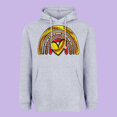 Softball Rainbow Heavyweight Hoodie Designed By Zillion Design Studio