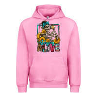 Fuchsia Pink staying alive coffee drinking skeleton Urban Hoodie - Jasminsmagicworld