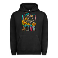 Pigment Black staying alive coffee drinking skeleton Urban Hoodie - Jasminsmagicworld