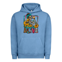 Pigment Pebble Blue staying alive coffee drinking skeleton Urban Hoodie - Jasminsmagicworld