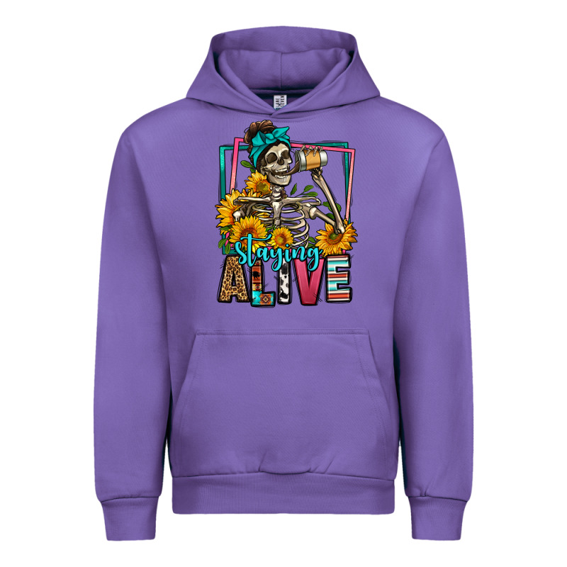 Staying Alive Coffee Drinking Skeleton Urban Hoodie by Jasminsmagicworld | Teevron