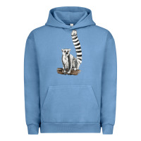 Pigment Pebble Blue Ringtail Cat Urban Hoodie - LillyAllenDesigns