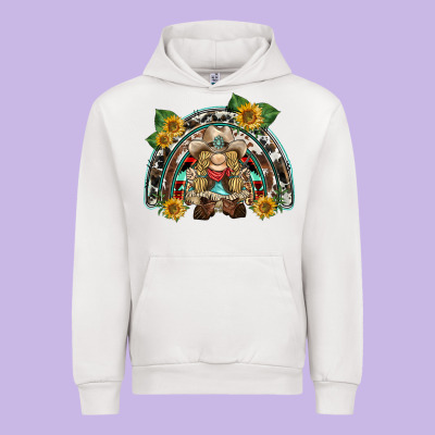 Western Gnome Sunflowers Rainbow Urban Hoodie Designed By Barkaloodesign
