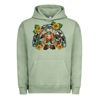 Pigment Oil Green western gnome sunflowers rainbow Urban Hoodie - BarkalooDesign