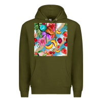 Army Green flowers ice cream fruit Premium Hoodie - BundleAndBundleShop