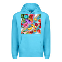 Ocean Blue flowers ice cream fruit Premium Hoodie - BundleAndBundleShop
