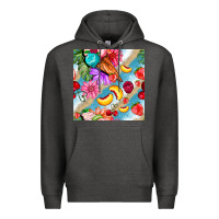 Charcoal Heather flowers ice cream fruit Premium Hoodie - BundleAndBundleShop