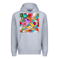 Heather Grey flowers ice cream fruit Premium Hoodie - BundleAndBundleShop
