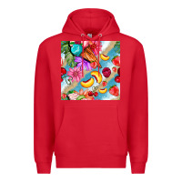 Red flowers ice cream fruit Premium Hoodie - BundleAndBundleShop