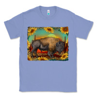 Colony Blue western bison with sunset background Classic Tee - RanaPortraitStore