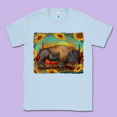 Western Bison With Sunset Background Classic Tee Designed By Ranaportraitstore