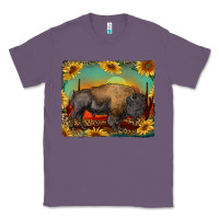 Lavender western bison with sunset background Classic Tee - RanaPortraitStore