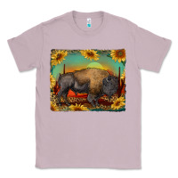 Lilac western bison with sunset background Classic Tee - RanaPortraitStore