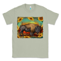 Matcha western bison with sunset background Classic Tee - RanaPortraitStore