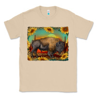 Mushroom western bison with sunset background Classic Tee - RanaPortraitStore