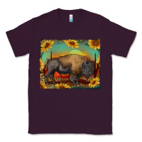 Plum western bison with sunset background Classic Tee - RanaPortraitStore