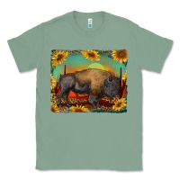 Sage western bison with sunset background Classic Tee - RanaPortraitStore