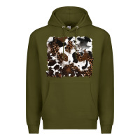 Army Green leopard cowhide background Premium Hoodie - RanaPortraitStore