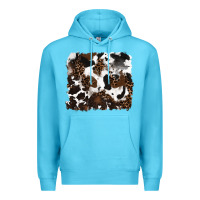 Ocean Blue leopard cowhide background Premium Hoodie - RanaPortraitStore