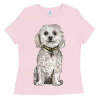 Bubblegum Pink bichon frise dog Ladies Tee - BarkalooDesign