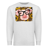 Oatmeal Heather sunflowers pig Premium Sweatshirt - RanaPortraitStore