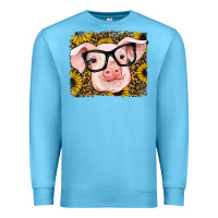 Ocean Blue sunflowers pig Premium Sweatshirt - RanaPortraitStore