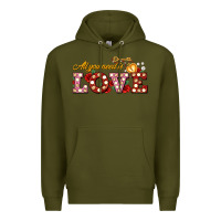 Army Green all you need is love Premium Hoodie - AdoDesignShop