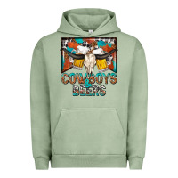 Pigment Oil Green cowboys and beers Urban Hoodie - NancyCooperArtShop