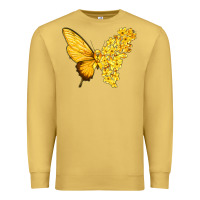 Antique Gold flowers and childhood cancer ribbon butterfly Premium Sweatshirt - texasbilliewilder
