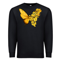 Black flowers and childhood cancer ribbon butterfly Premium Sweatshirt - texasbilliewilder