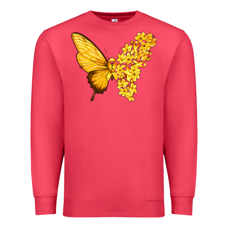 Flowers And Childhood Cancer Ribbon Butterfly Premium Sweatshirt by texasbilliewilder | Teevron