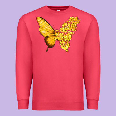 Flowers And Childhood Cancer Ribbon Butterfly Premium Sweatshirt Designed By Texasbilliewilder