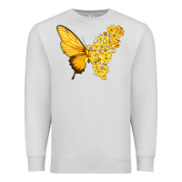 Dove Grey flowers and childhood cancer ribbon butterfly Premium Sweatshirt - texasbilliewilder