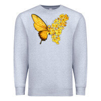 Heather Grey flowers and childhood cancer ribbon butterfly Premium Sweatshirt - texasbilliewilder